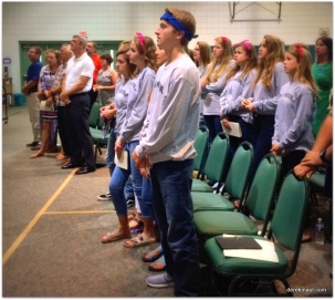 Youth singing in worship at WFPC